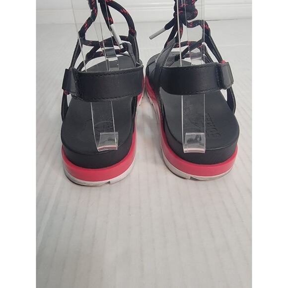 Sorel Sandals Womens SZ 7.5 Roaming Lace Leather Black Punch Pink - Picture 5 of 9